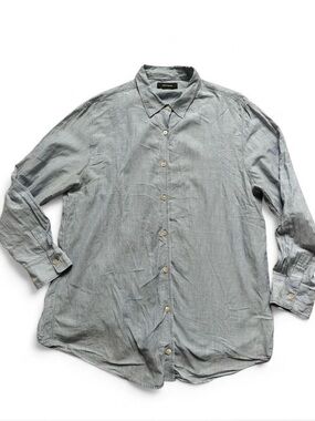 Isabel Marant Sz 44 Men Light Blue & White Striped Button Down Long Sleeve Shirt